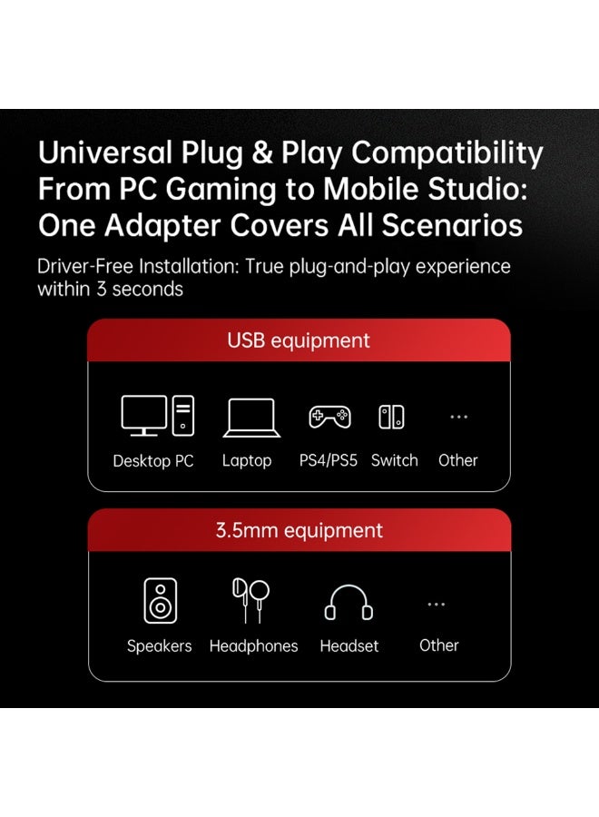 ND PC N1 3.5mm to USB-A Audio Adapter Cable with Built-in DAC, Hi-Res 24-bit/96kHz Sound, Noise-Cancelling Audio Transmission, Ultra-Low Latency ( - Image 3